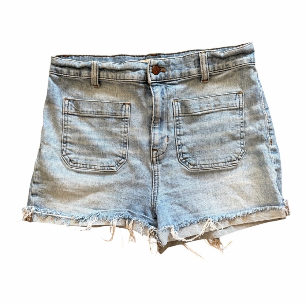 Madewell High Rise Denim Shorts Cut Off Beasley Wash Blue Size 29 - Picture 2 of 10